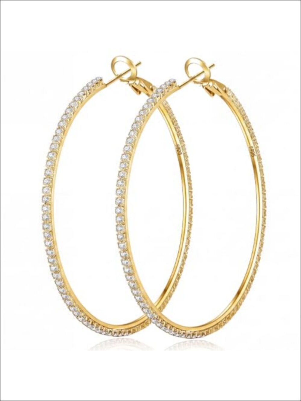 Thin Sterling Silver Hoop Earrings Rhinestone Hoop Earrings